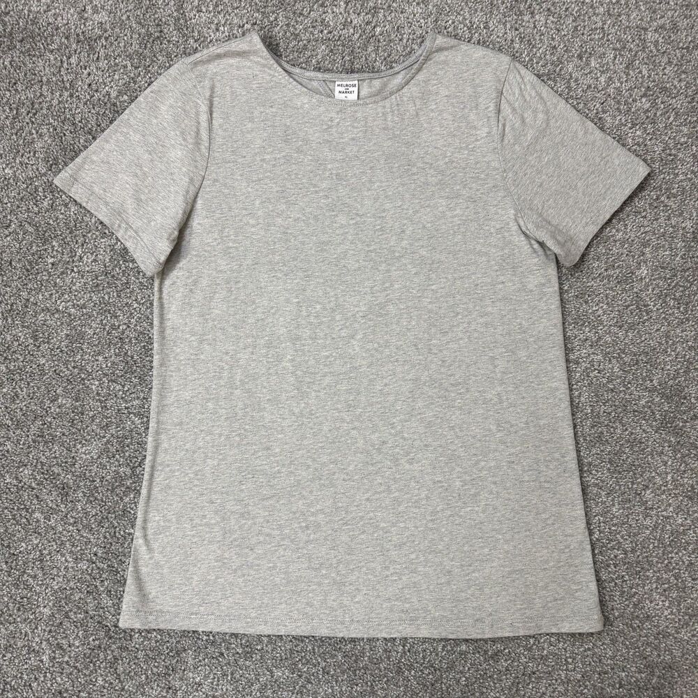 Melrose And Market Shirt Womens XL Gray Open Back Crew Neck Stretch Tee Casual